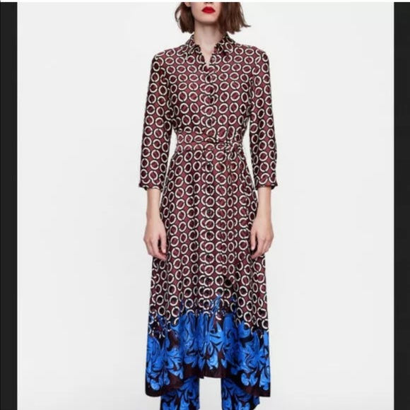 NWT ZARA 2 piece GEOMETRIC PRINTED DRESS and PANTS - Picture 4 of 12